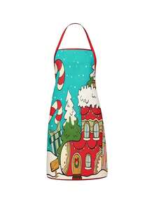 2Pcs Christmas Couple Apron Set, Candy Cane Ginger House Xmas Ornament Bell Gift Printed Adjustable Bib Apron, Holiday Kitchen Cooking Baking Apron For Family Party Christmas New Year Gift - Multicolor - View 5