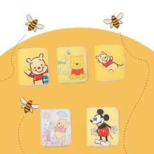 Mesuca Cute Zipper PU Leather Short Wallet, Kawaii Cartoon Print Yellow Multi‑Color Square Coin Purse - Multicolor - View 1