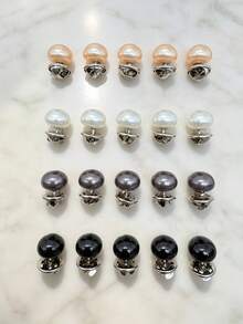 20pcs Seamless Pearl Vintage Decorative Covered Buttons Brooch Pins Shirt Clothing Decoration Fashion - Multicolor - View 1