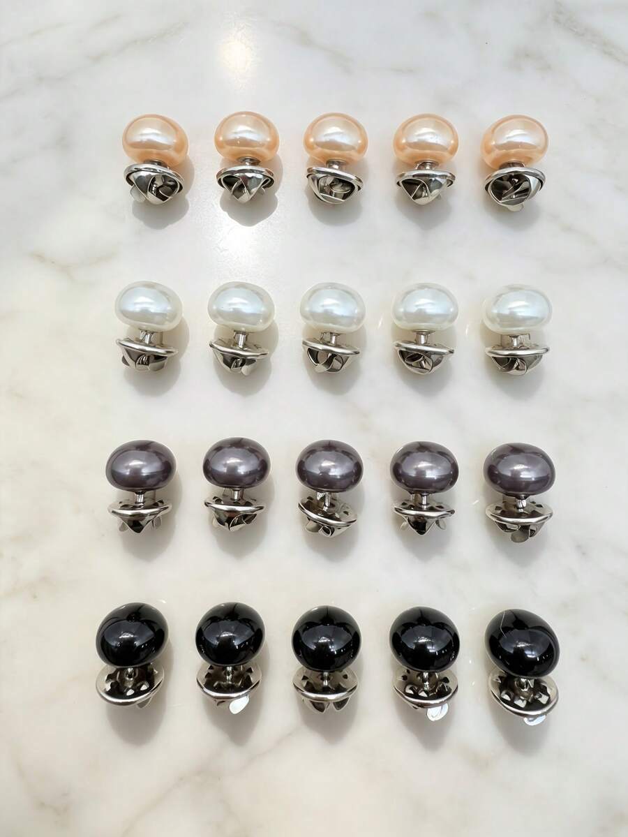 20pcs Seamless Pearl Vintage Decorative Covered Buttons Brooch Pins Shirt Clothing Decoration Fashion - Multicolor - View 1