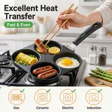 1pc Divided Cast Iron Skillet, With Single Handle, Divided Design Makes Cooking Easier, Suitable For Frying Eggs, Pancakes And Breakfast Pan, Ideal For Home Kitchen And Restaurant Tools, Perfect For Making Sausages, Eggs And Other Foods. - View 9