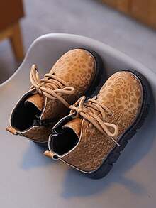 1 Pair Kids Fashion Boots, Boys And Girls Casual Boots, Simple Versatile Fashion Boots, Suitable For Autumn/Winter - Khaki - View 3