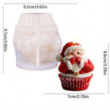 1pc Christmas 3D Aromatherapy Candle Silicone Mold, Santa Claus Cupcake Gift Box Angel Reindeer Apple Snowman Shape, DIY Aromatherapy Plaster Holiday Decor Silicone Mold Easy Release - Transparent - View 13