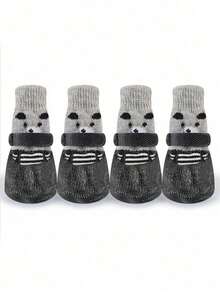 4pcs Waterproof Pet Socks, Non-Slip, Scratch-Resistant, Warm, Soft, Breathable, Durable, Reusable, Easy To Put On And Take Off, Elastic Cuff Design, Long-Lasting, Comfortable Fit, Suitable For Small Dogs, Cats, Teddy Dogs, Puppies And Kittens. Non-Fading, Specially Designed Foot Protection Gear For Pets, Perfect For Adoption Day, Daily Indoor And Outdoor Walks, Running, Playing, And Cold Winter Weather. Non-Slip Soles Protect Pet Paws From Cold, Wet Ground, Dirt And Injury, Essential Warm Foot Protection For Pets - Black - View 17