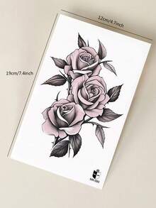2PCS Gentle Ins Style Rose Pattern Party Gift Holiday Gift DIY Music Festival Temporary Tattoo Stickers For Arm, Shoulder, Neck, Collarbone, Leg, Waterproof Body Skin - Multicolor - View 7