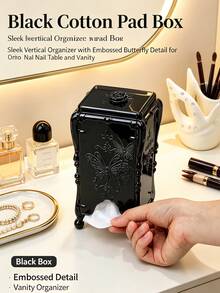 Transparent Butterfly Pattern Nail Cotton Pad Box, Makeup Pad Storage Box, Nail Salon Desktop Organizer, Lint-Free Wiping Cotton Storage Box - Multicolor - View 1