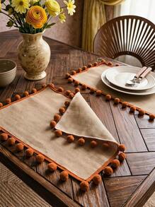 Cirelle 1pc Pom Pom Decor Table Runner, Modern Fabric Kitchen Table Runner For Kitchen Dining Table - Multicolor - View 6