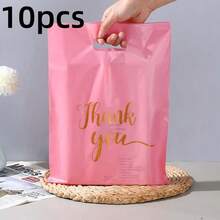 10/30/150pcs Pink Thank You Plastic Gift Bag Set - Durable, Stylish, Reusable, 3 Sizes Suitable For Gift Shop Packaging, Gift Bags, Gift Wrapping, Fashion Packaging, Sturdy Structure, With "Thank You" Design - Pink Thank You Gift Bag Set - View 8
