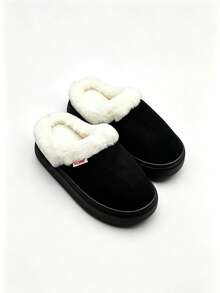 1 paire de chaussons unisexes en EVA avec doublure antidérapante et thermique, chaussures d'intérieur à la mode pour l'automne/hiver - Noir - Voir 7