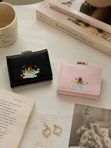 New Duck Cartoon Short Wallet, INS Style Cute & Playful Kawaii Print PU Leather Card Holder With Multiple Card Slots, Student Coin Purse, Women's Wallet, Coin Pouch - Multicolor - View 5