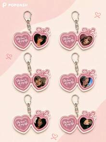 1/6Pcs KATSEYE Members Pink Heart Portrait Acrylic Keychain Set Yoonchae Megan Manon Lara Daniela Sophia Fan Bag Charm - Multicolor - View 1