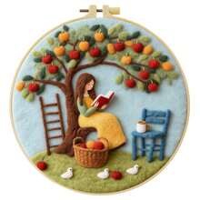 Needle Felting Kit For Beginners. 2D Flat Printing. Gentle Woman. For New & Skilled Crafters. DIY Wool Painting Set. Includes Foam Mat, Felt, Hoop & Guide. Handmade Home Decor Ornament. 20x20cm/7.87x7.87in. - 20x20cm/7.87x7.87in - View 16