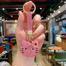 Hasbro New Double-Sided Rhinestone Cute KT Cat Keychain Pendant, Premium Girls Bag Charm, Car Decor Hanging Ornament - One Size - View 11