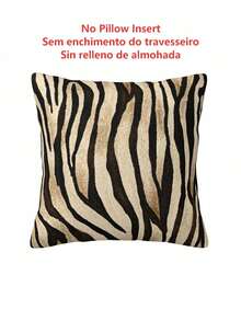 1pc Beige & Black Zebra Print Pillow Case, Modern Animal Pattern Decorative Cushion Cover, Suitable For Living Room Sofa, Country Style Throw Pillow Cover (Pillow Insert Not Included) - Multicolor - View 2