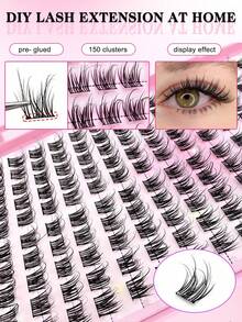 Mixed Style Self-Adhesive False Eyelash Clusters, Fluffy Type, 8-16mm Mixed Length, Fluffy Single Eyelash, Self-Adhesive DIY False Eyelash Extension, Cluster False Eyelashes, Natural Long D-Curl Eyelash Clusters, False Eyelashes - D - View 6