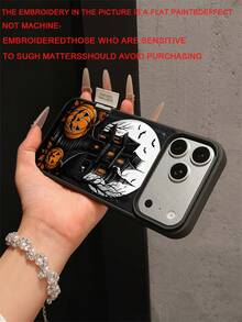 1pc Premium Fashion Creative Halloween Pumpkin Monster Castle Bat Pattern Phone Case, Full Coverage Anti-Drop Soft Shell Large Hole Compatible With Apple 17 Pro Max/11/12/13/14/15/16 Pro Max/17/18 Pro/18 PM And Other Models, Holiday Gift - Multicolor - View 6
