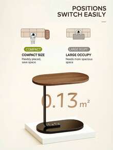 A Modern Minimalist C-Shaped Side Table For The Sofa, A Small Coffee Table For The Living Room, A Space-Saving Insert For Small Apartments, Available In Four Styles. - Natural Wood Color - View 5