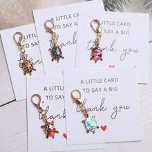 10pcs Unique & Fun Turtle Keychain Set, Includes Thank You Card And Greeting Card. Cute Turtle-Shaped Pendant, Can Decorate Backpack, Handbag And Car Keys. Perfect Gift For Birthday, Wedding, Bachelorette Party, Christmas, Halloween, Valentine's Day, New Year, Graduation. - Multicolor - View 3