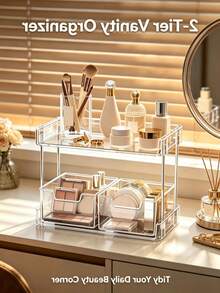 Cosmetic Storage Box Desktop Skincare Lipstick Organizer Eyeshadow Perfume Transparent Drawer Vanity Organizer Rack - Transparent Storage Rack - View 13