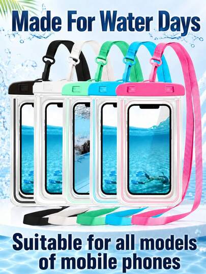 1 pièce Étui de téléphone étanche avec sangle d'épaule amovible, pochette étanche universelle pour écran tactile, convient pour la natation, la plongée, les sports, les fournitures scolaires, le sac de plage, les essentiels de croisière et le rangement d'équipement de sports nautiques