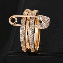 1pc Women's Ring Gorgeous And Exquisite Pin Design With Three Layers Overlapping And Sparkling Zirconia Inlay For Gift/Banquet/Personality - Three-ring Ring - View 22