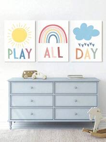 3pcs Bohemian Room Decor Paintings Canvas Wall Art Nursery Decor, Sun Canvas Painting, Daycare Poster, Classroom Decor Play Area Sign, Unframed, Modern Canvas Wall Art, Room Poster, Room Decor Supplies, Home Decor, Room Decor Aesthetic, Western Decor - Multicolor - View 7