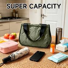 1 buah Tas Bekal Piknik Camping, Tas Penyimpanan Kapasitas Besar Genggam, Tas Kotak Bekal untuk Perjalanan, Kain Oxford Tahan Air dengan Pegangan Nilon Penuh - MultiWarna - View 1