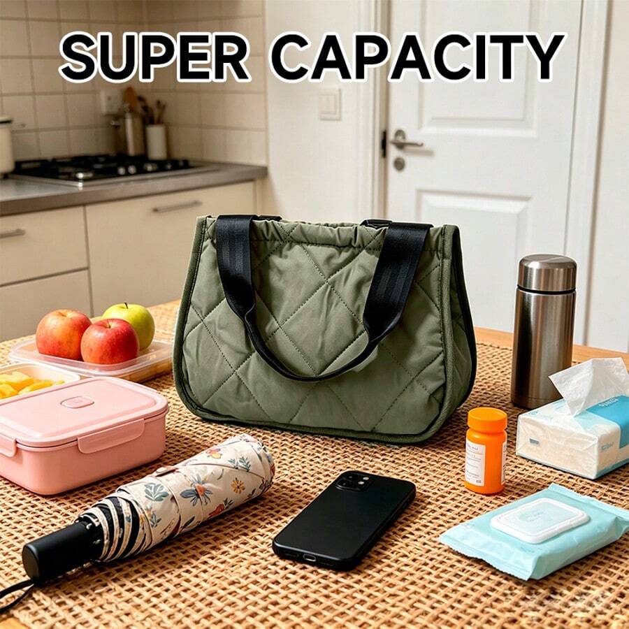 1 buah Tas Bekal Piknik Camping, Tas Penyimpanan Kapasitas Besar Genggam, Tas Kotak Bekal untuk Perjalanan, Kain Oxford Tahan Air dengan Pegangan Nilon Penuh - MultiWarna - View 1