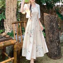 新中華風 チャイナドレス レディース チャイナ ドレス 漢服風 2点セット ゆったり 改良デザイン 小柄向け ワンピース レイヤード 軽やか ガーリー ワンホン y2k レトロ エレガント 上品 きれいめ お出かけ 旅行 国内発送 - 画像セット - チェックする 5