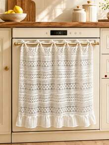 White Lace Oven Skirt, Ruffled Tie‑On Kitchen Dishwasher Cover Curtain, Boho Hollow Lace Decorative Curtain For Kitchen Appliance Decor - White/A - View 2