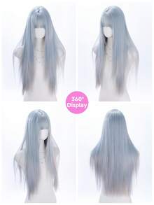 alicegarden Wig sintetis sepanjang 28 inci dengan gaya lurus alami dan warna-warni yang menakjubkan. Dirancang dengan poni, wig palsu ini sangat cocok untuk penggunaan sehari-hari, pesta, dan cosplay, menawarkan wig alami dan tahan lama sebagai hadiah untuk para wanita. - MultiWarna - View 8