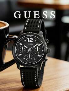GUESS Women's All-Black Sport Watch - Hollow Silicone Strap With Cool Unisex Design, Multi-Functional Quartz Sport Watch - Black - View 12