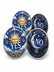 3D Embossed Sun Moon YES NO Coin Five-Pointed Star Sun Face Moon Face Mysterious Pocket Decision Challenge Coin Collectible Souvenir - Multicolor - View 7