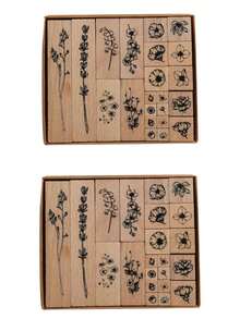 ZABC 22pcs Leaf Series Handmade Journal Stamps Lotus Rubber Stamp Set Wooden Small Stamps Multi-Size Set 1cm, 2cm, 5cm, 10cm Floral Branch Pattern Christmas Spring Festival Birthday Gift For Friends And Family - Multicolor - View 33