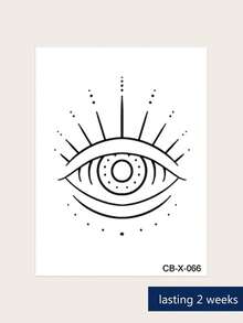Herbal Juice Semi-Permanent Tattoo Sticker Design Eye Pattern 14 Days No Fading Music Festival Party Gift Arm Shoulder Neck Collarbone Back Body Temporary Tattoo Sticker 1pc/Pack - Blue - View 9