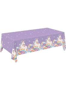 1pc/2pcs/4pcs Unicorn Party Supplies Plastic Disposable Tablecloth, Perfect Unicorn Birthday Decoration, Includes 2pcs Unicorn Theme Birthday Tablecloth, Baby Girl Shower Party Decoration, 54 X 108 Inches - Unicorn - View 11
