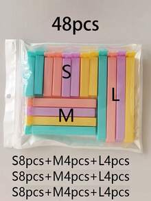 16/32/48pcs 3 Sizes Candy Color Food Bag Clips, Plastic Airtight Moisture-Proof Sealing Clips For Kitchen Home Pantry Drawer Potato Chips Snacks Cereal Bread Bag Sealer Freshness Clips - Multicolor - View 10
