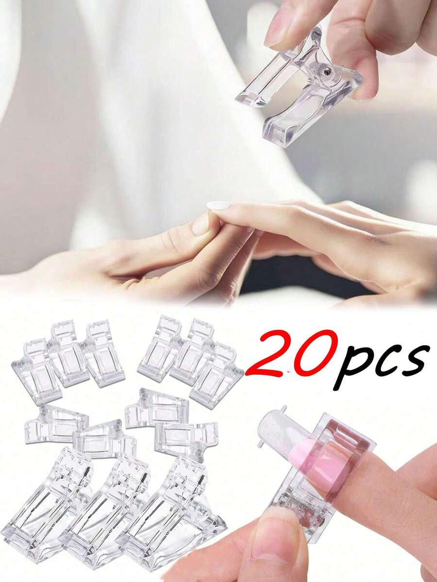 20/5pcs Nail Extension Clips, Nail Extension Tools, Non-Slip Positioning Clips, Used For Shaping And Positioning, Reusable, Suitable For Beginners And Professionals Gel Nail Art, Essential Nail Enhancement Tool, Nail Extension Tool, Home Nail Salon Nail Enhancement Auxiliary Tool - Multicolor - View 1