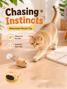 Interactive Cat Toys For Indoor Cats, Electric Mouse Cat Toy With Smart Random Movement, Automatic Moving Plush Mouse With Sound, Chase Exercise Toy For Kittens & Adult Cats - Mouse Toy - View 5