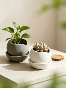 1pc Creative Asymmetrical Edge Planter With Base, Modern Art Style, Suitable For Plant Display And Succulent Potting, Home Decor, Garden Planting Tool, Outdoor Patio Flower Pot, Ideal For Balcony, Windowsill, Office Desk, Bookshelf, Perfect Gift - Multi-color - View 2