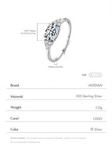 MODIAN 1CT D Color Moissanite Oval Cut Ring 925 Sterling Silver Cluster Lab Diamond Promise Wedding Fine Jewelry For Women Gifts - Silver - View 8