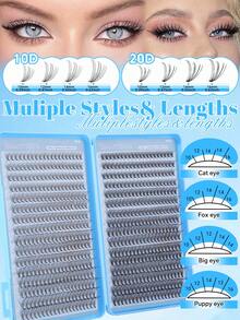 CMAYOME 540/608/640pcs Natural False Eyelashes,Large Capacity Single Cluster Eyelash Clusters,Different Densities Of Large Capacity Eyelashes,Suitable For Beginners'DIY Home Eyelash Extension Kit,Eyelashes Suitable For Halloween,Christmas And Other Occasions - Multicolor - View 5