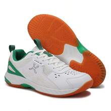Men Lace‑Up Badminton Shoes Breathable Mesh Upper Indoor Court Training Athletic Sports Sneakers - White-green - View 9