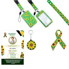 Crachá Girassol Deficiência Oculta + Cordão, Acompanha Cartão Impresso, Pulseira, Adesivo e Chaveiro - Tamanho Único - Visão 1