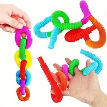 8pcs Pop Tubes, Fidget And Fine Motor Skills Learning Toy, Car Travel Gift, Best Stress Relief Toy For 2023, School Supplies - Multicolor - View 3