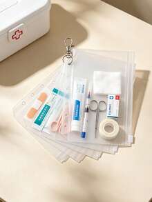 File Pouch Loose-Leaf Zipper Storage Bag, Zipper Storage Bag Set, Transparent Document Bag, Receipt Organizer Bag, Can Store Medicine, Band-Aids, Small Stationery, Compatible With Loose-Leaf Notebook, Suitable For Students, Office Workers, Moms, Back To School Season Daily Travel Use, Desktop Organization, Portable Storage, Multi-Functional Waterproof Compartment Bag, Portable Classification Organizer Bag, Commute Campus Practical Small Gift - Multicolor - View 7