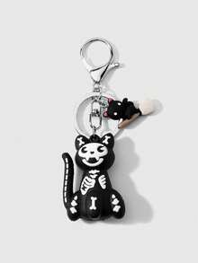 1pc Dark Style Halloween Series Skull Cat Dog Ghost Keychain Bag Charm - Multicolor - View 5