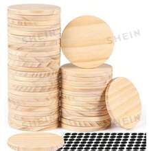 10 Pcs 4 Inch Round Wooden Coasters With Non-Slip Silicone Bottom, For DIY Crafts, Painting, And Engraving - Perfect For Home Decor - A - View 5
