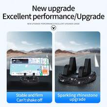 1pc Car Phone Holder, Rhinestone Car Phone Mount, 360° Adjustable Car Dashboard Phone Holder, Self-Adhesive Car Phone Holder, Suitable For Most Phones - A - View 9