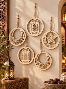 5pcs/Set Arabic Themed Hanging Pendant, Home Decoration Pendant, Holiday Party Background Decoration, Suitable For Porch, Bedroom, Wall, Holiday Party Decoration, Gift - Style F - View 3